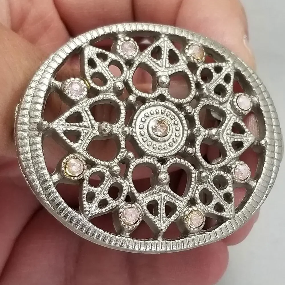 Vintage Belt Buckle‎ Women's Small Western Victorian Rhinestones Art Deco